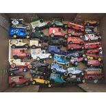 A box of playworn diecast vehicles including Corgi, Lledo, Matchbox etc - NO RESERVE