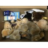 A group of teddy bears comprising 3 boxes, including Merrythought, Rupert bears and Gollys.