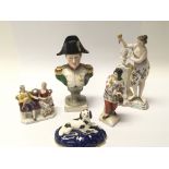 A collection of late 19th Century ceramic figures of small size including Rudolstadt Volkstedt and