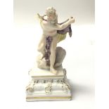 A Meissen Porcelain 19th Century mythological figure on a white square pedestal base. Height 12cm.