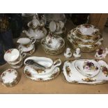 An Royal Albert dinner service and ornaments in Old Country Roses pattern.