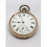 A 14k gold pocket watch with subsidiary dial