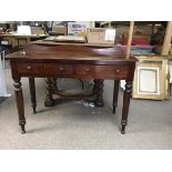 A Victorian side table with two drawers. Approximately 104cm long, 78cm tall and 45cm wide. Slight