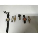 A collection of six dress watches with boxes inclu