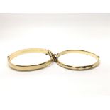 Two gold plated bangles, one textured - NO RESERVE