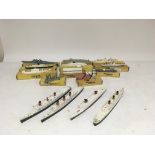 Included are a number of boxed and unboxed Triang Minic boats and accessories.