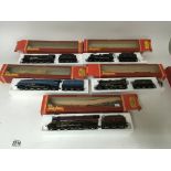 Included are 5 boxed hornby o gauge locomotives with tenders.