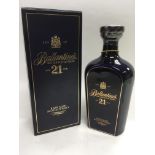 A cased bottle of Ballantine's 21 year aged whisky