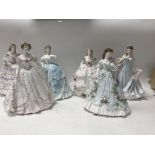 A group of six Worcester ladies figures, with non