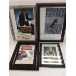 Four framed signed displays comprising Ranulph Fie