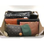 Eight vintage bags including leather