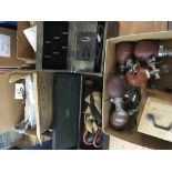 A collection of vintage medical equipment in fitted boxes and loose instruments. (a lot)