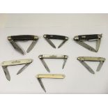 Seven vintage pocketknives