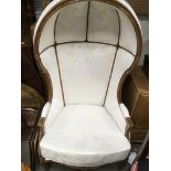 A French walnut porters hall style chair upholster