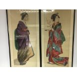 Two Japanese early 20th century paintings on silk