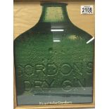 A framed vintage Gordons Dry Gin advert 35x25cm -