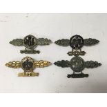 A group of 4 German WW2 combat clasps comprising o