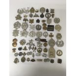 A large collection of military cap badges, approxi