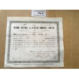 1906 Fulham Football Club Share Certificate: Signed by manager Harry Bradshaw and Director. Nearly