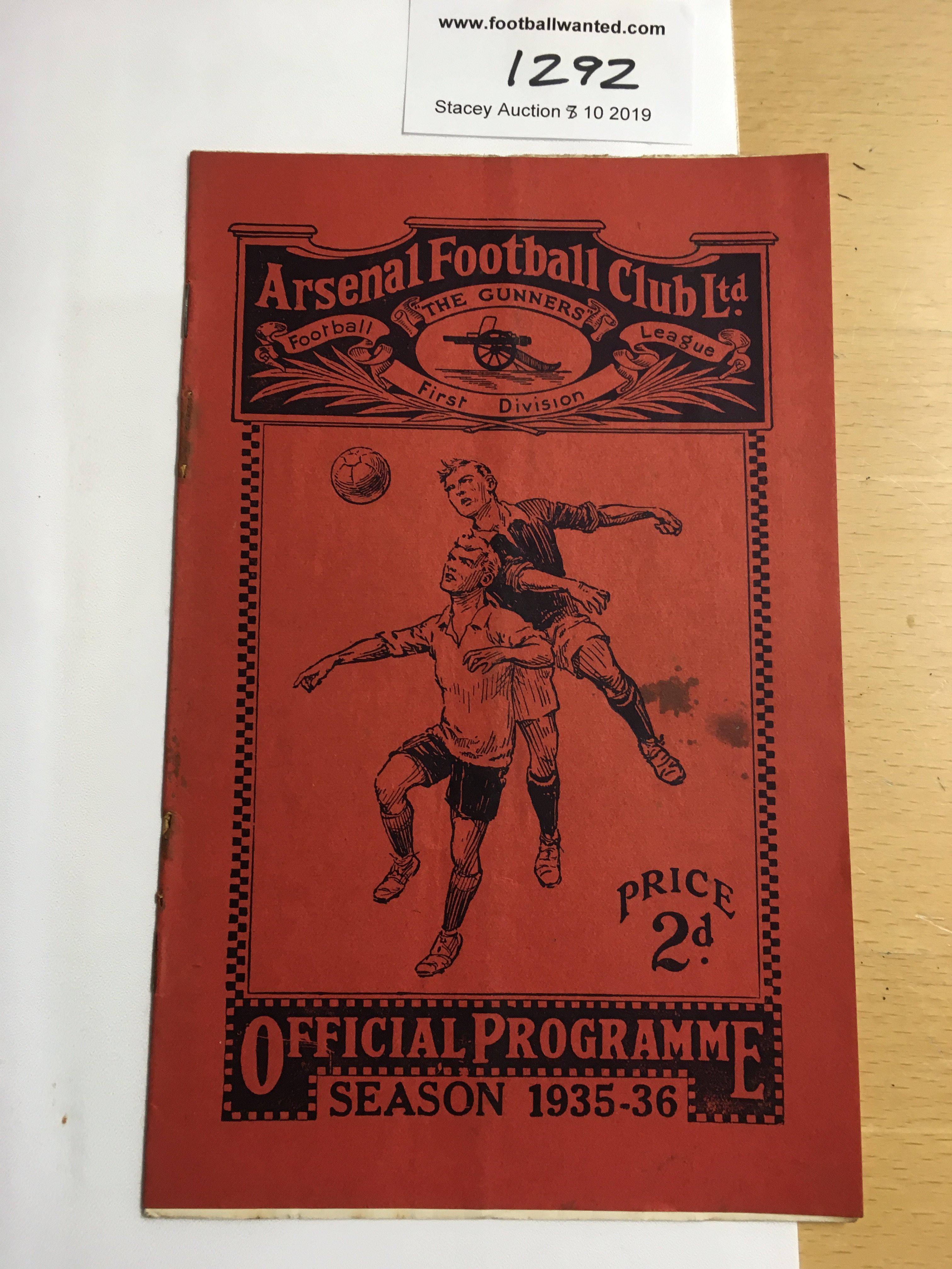 35/36 Arsenal v Birmingham City Football Programme: Dated 4 1 1936 in fair condition with writing to