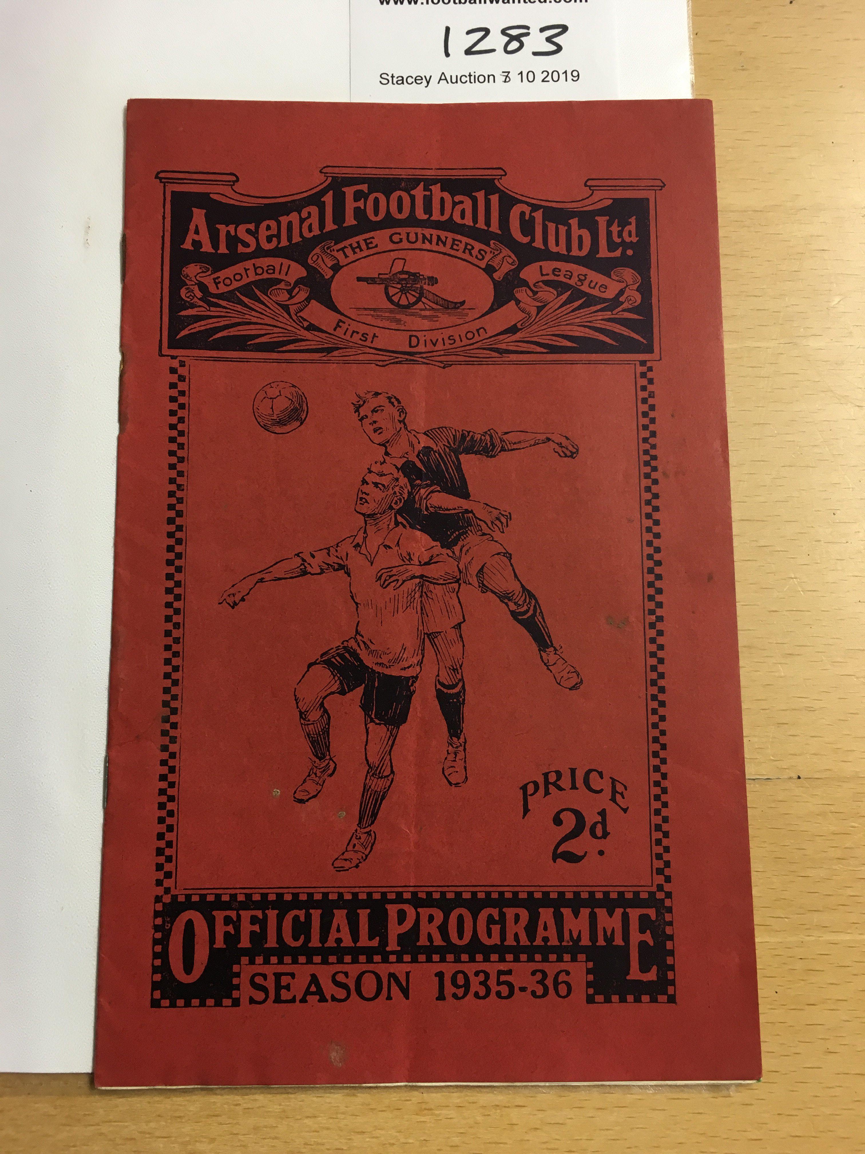 35/36 Arsenal v Sunderland Football Programme: Dated 31 8 1935 in good condition with no team