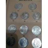 A Morgan Dollar Silver Date Set. 1878 - onwards. Full date set. Including 1895 and 1890. Mint