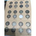 An Album Of Liberty Head Barber Quarters. From 1892-1916D (missing 1896-S 1901-S 1913-S.) 71 coins