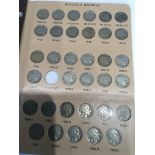 An Album containing a set of Buffalo Nickels 1913-1938 (missing 1918-D 1937-D) These coins where