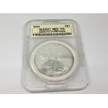 A Silver 2009 MS70 American silver (9.99%) dollar in a Plastic case Designed by Adolph A Weinman.