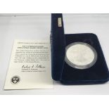A Silver 2014 Proof American silver (9.99%) dollar in a fitted box West Point Mint. Designed by