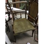 An inlaid Edwardian open back chair - NO RESERVE