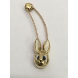 An 18ct gold and enamel Bugs Bunny pin.Approx 7cm