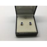 A pair of 9ct gold and tanzanite ear studs, approx