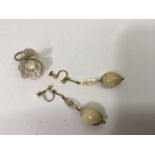 A pair of 1920's screwback drop earrings and a Mot