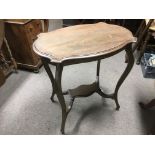 A beech occasional table with shaped top and fitte