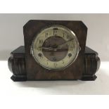 A wood cased Art Deco mantle clock with keys - NO