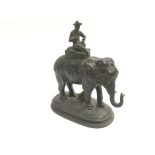 A 19th Century style bronze elephant and rider, ap