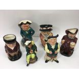 Six character jugs including Royal Doulton 'Sir Jo