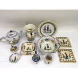 A collection of French Quimper ceramics, including