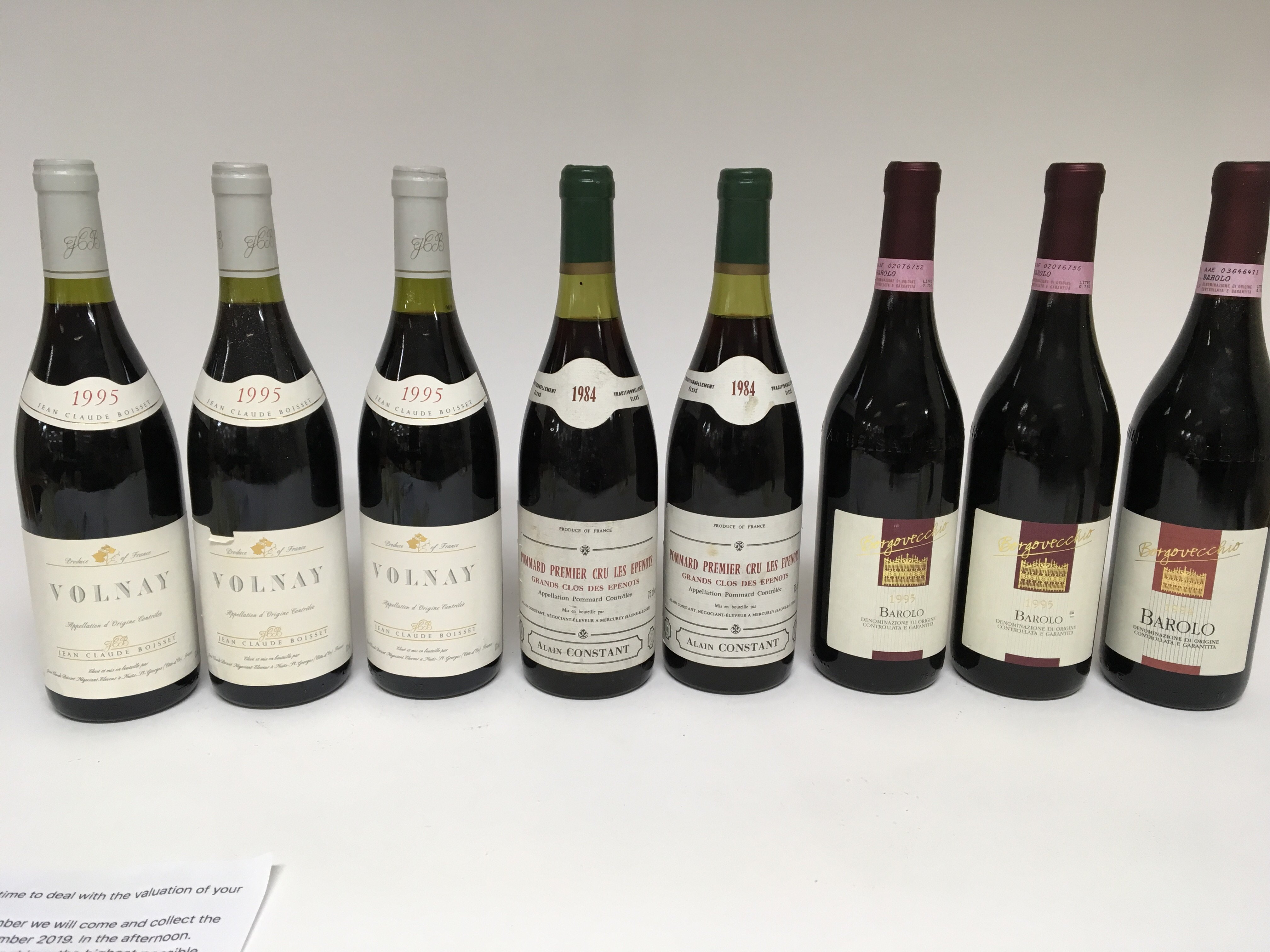 Eight bottles of wine comprising two 1995 Volnay t