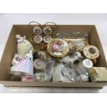 A box of small ceramic items including Coalport la