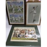 Three cricketing prints including 'Famous English