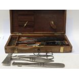 A Victorian surgeons set in a fitted brass bound c