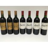 Seven bottles of wine comprising three chateau D I