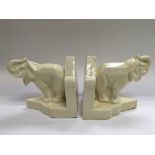 A pair of crackleware elephant bookends.