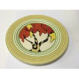 A Clarice Cliff plate decorated in the Honolulu pa