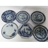 WITHDRAWN - Six 18th Century Chinese blue and white Export Porcelain plates. (6)