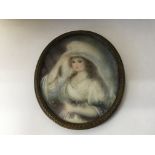 A 19th century portrait watercolour miniature on i