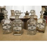 Eight Victorian apothecary bottles, all labelled.