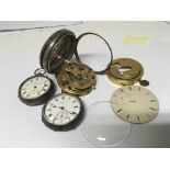 Three Silver pocket watches including a Goliath Watch with Chester hallmarks. For spare or repair.